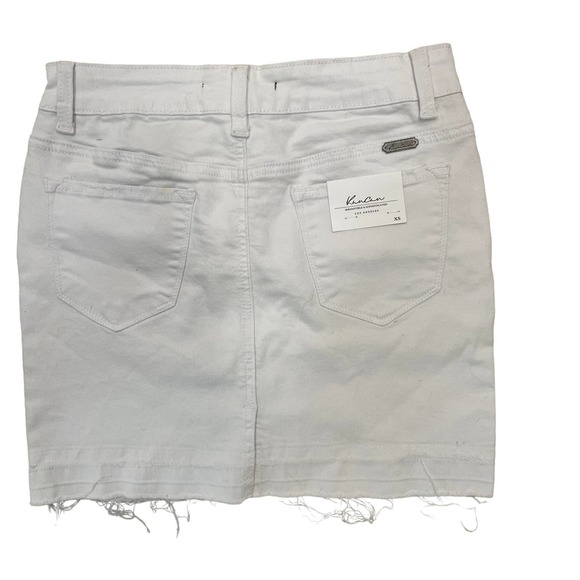 White Kancan Denim mini Skirt Distressed Size XS New With Tags - Picture 9 of 13
